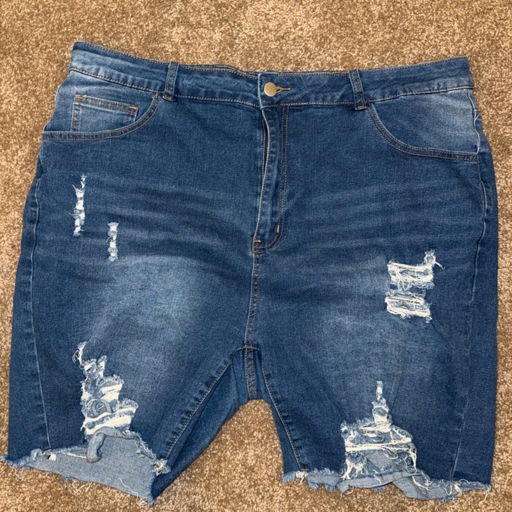 SHEIN Blue Distressed Jean Shorts